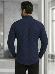 Vīriešu krekls tumši zila OZONEE V/V183Z