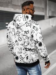 Vīriešu džemperis ar kapuci balta OZONEE JS/8B1227/1