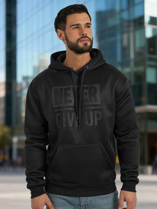 Vīriešu džemperis ar kapuci melna OZONEE JS/8B1983/3