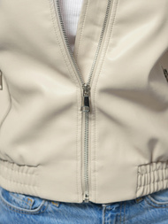 Sieviešu ādas jaka smilšu OZONEE O/G116