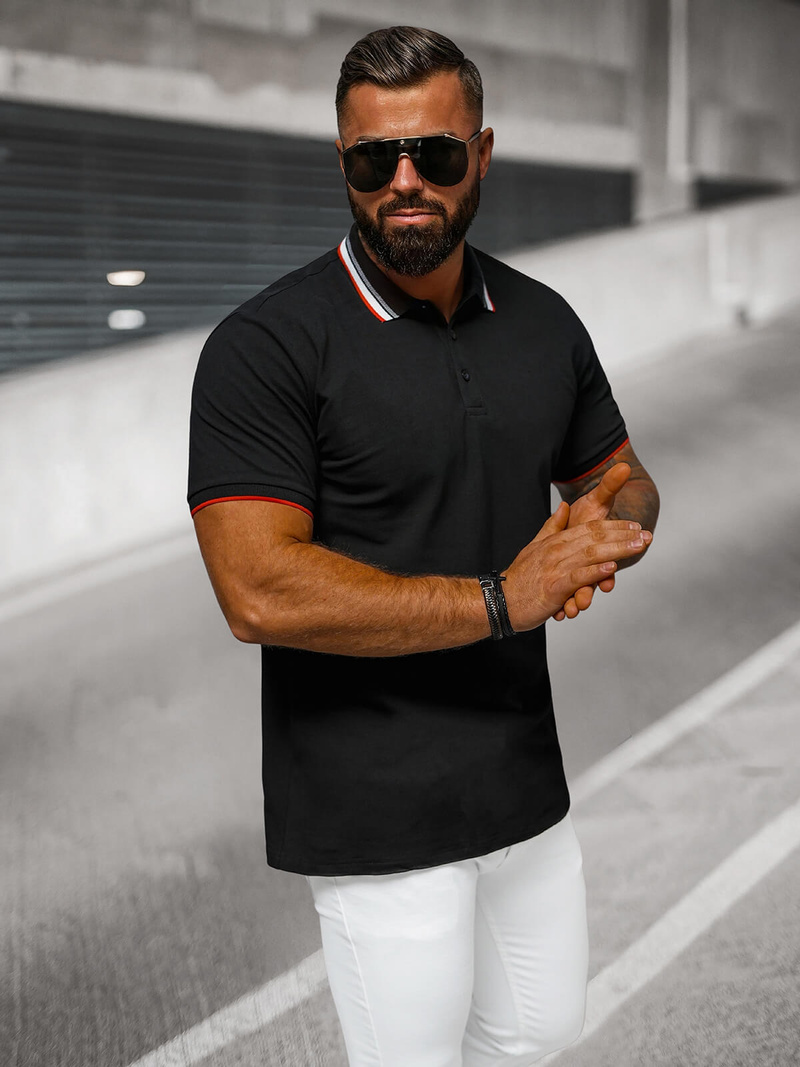 Vīriešu polo krekls melns OZONEE O/DA719