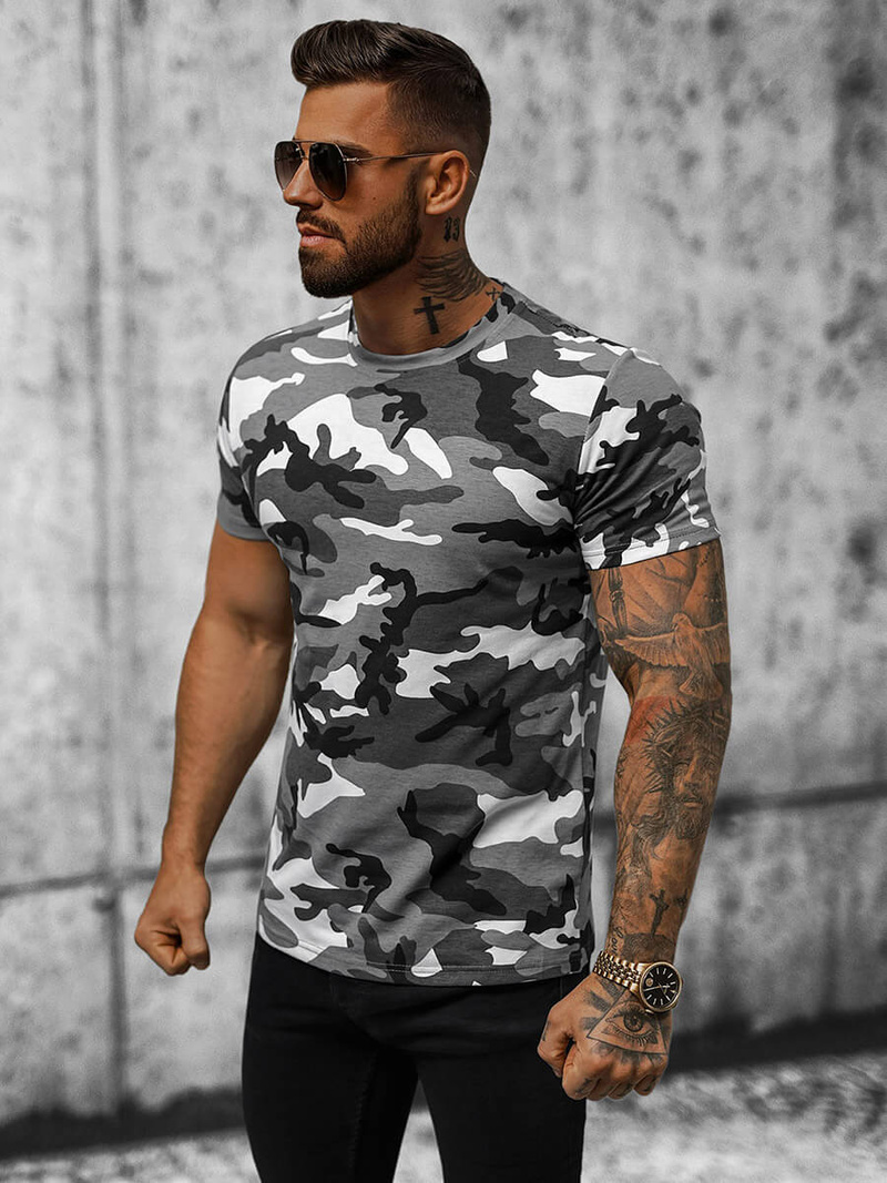 Vīriešu t-krekls pelēks-kamuflāžas OZONEE JS/8T233/1A