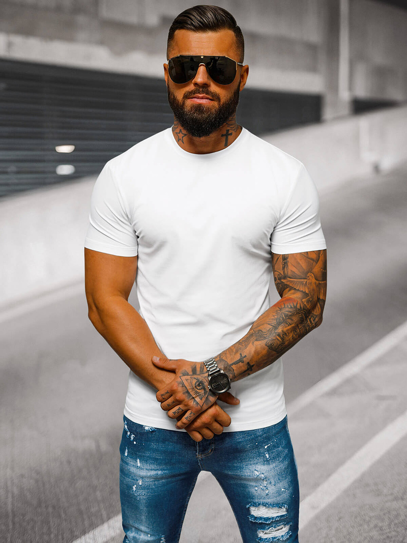 Vīriešu t-krekls balts OZONEE NB/MT3001Z