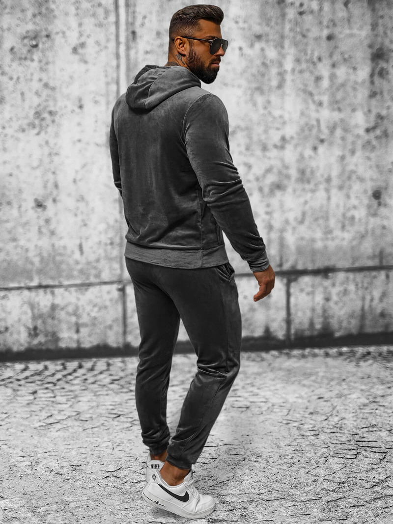 Vīriešu velūra treniņtērpa grafīta OZONEE JS/8C1171/6