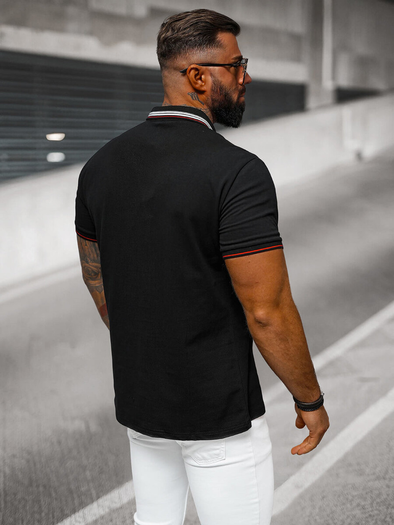 Vīriešu polo krekls melns OZONEE O/DA729