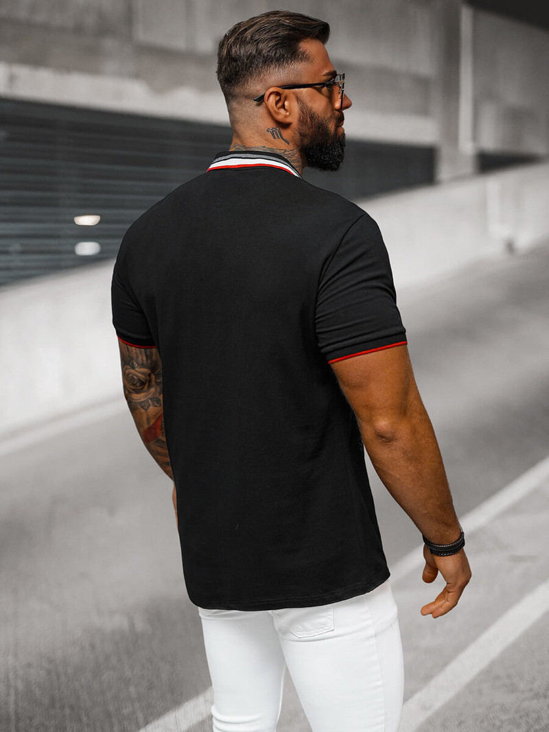 Vīriešu polo krekls melns OZONEE O/DA719