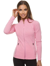 Sieviešu džemperis ar rāvējslēdzēju gaiši sārts OZONEE JS/HD152/25