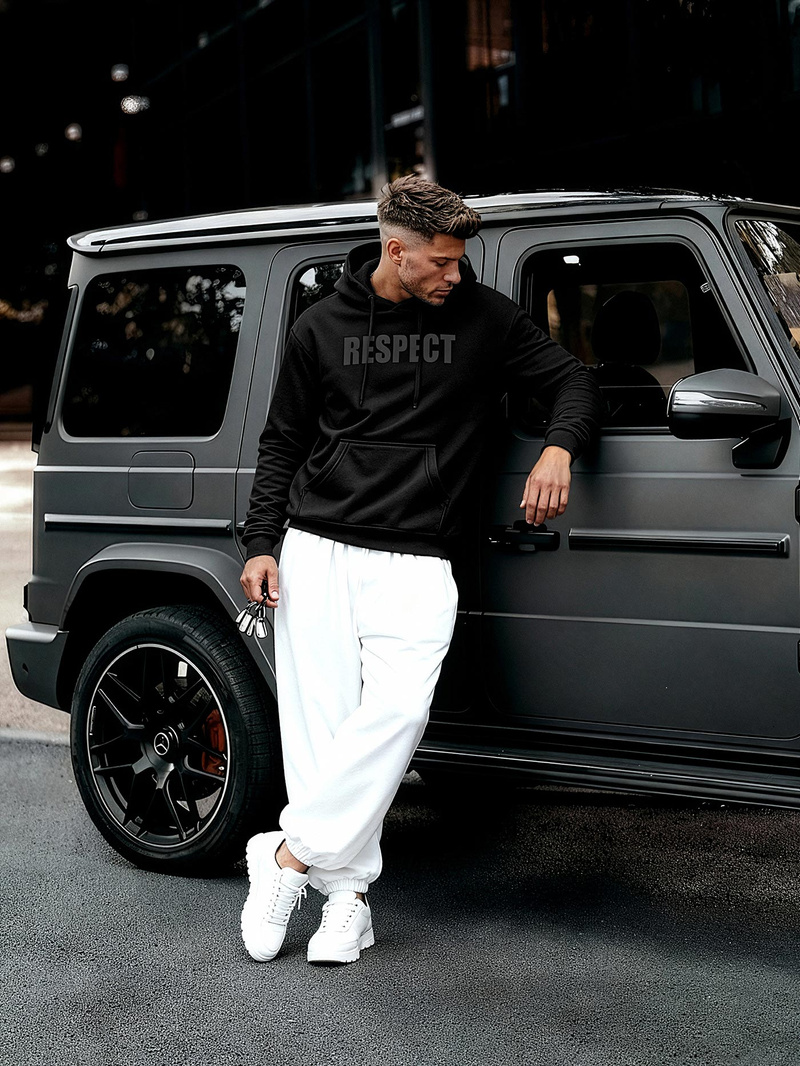 Vīriešu džemperis ar kapuci melna OZONEE JS/8B1968/3