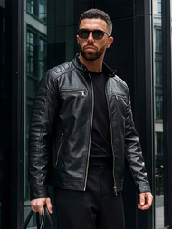 Vīriešu ādas virsjaka melna OZONEE JS/11Z8138