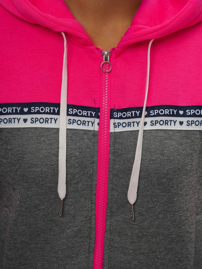 Sieviešu jaka ar kapuci rozā-pelēks OZONEE JS/B26044Z