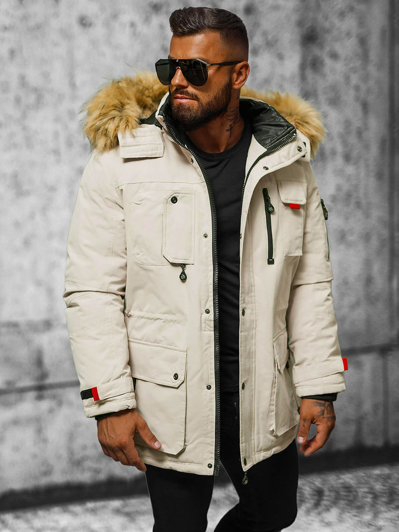 Vīriešu ziemas jaka smilšu OZONEE JS/5M791/62