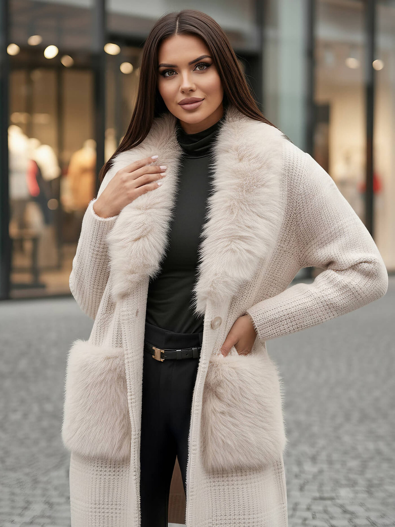 Sieviešu mētelis smilšu OZONEE JS/53M5200/155Z