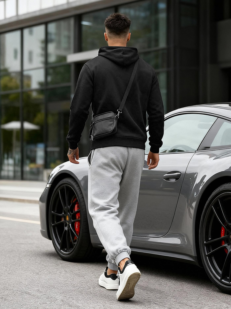 Vīriešu džemperis ar kapuci melna OZONEE JS/8B1973/3