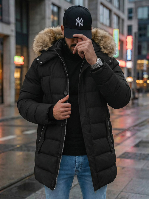 Vīriešu ziemas jaka melna OZONEE JS/5M3122/392Z