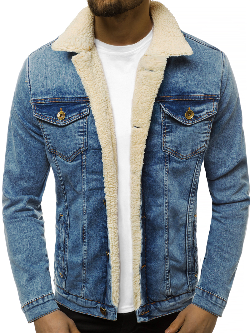 Vīriešu džinsa virsjaka gaiši-debesu zila OZONEE BN/5941