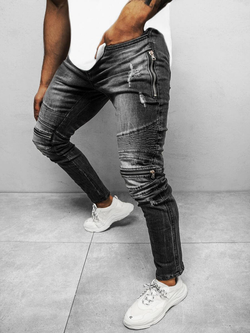 Vīriešu džinsi melni OZONEE NB/MP007N