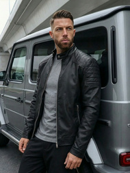 Vīriešu ādas virsjaka melna OZONEE JS/11Z8139