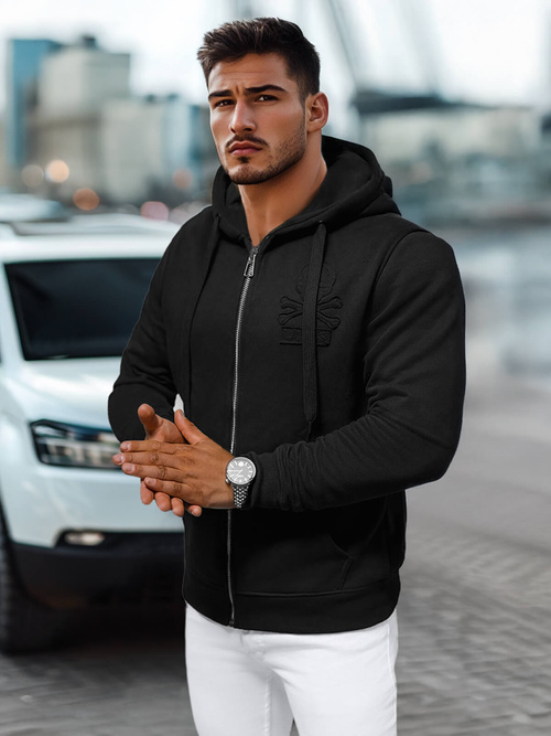 Vīriešu džemperis ar kapuci melns OZONEE NB/MF2003Z