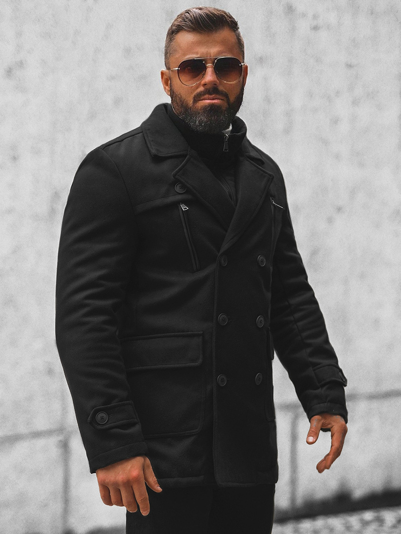 Vīriešu mētelis melns OZONEE JS/79M3143Z