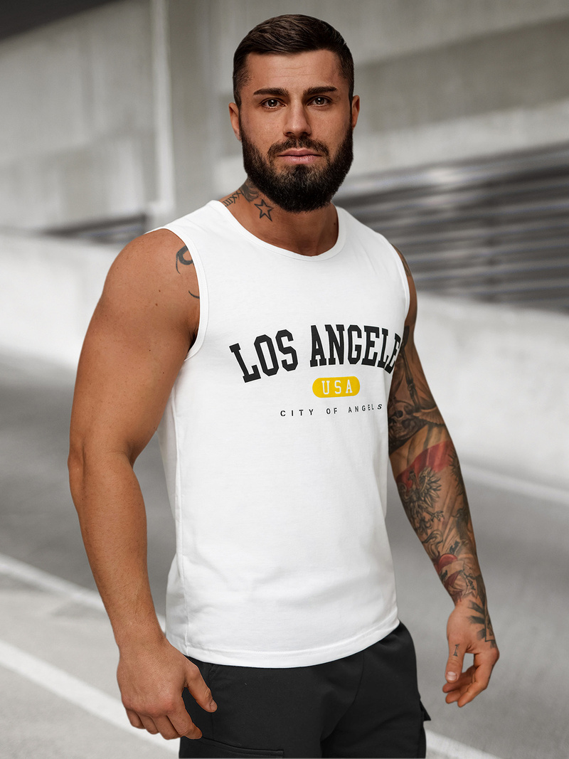 Vīriešu t-krekls bez piedurknēm balts OZONEE JS/8B1715/1Z