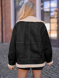 Sieviešu ādas jaka melni-smilšu OZONEE JS/61M8502/392B