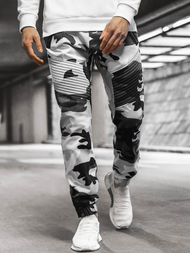 Vīriešu chino jogger bikses melnas-baltas OZONEE A/0952