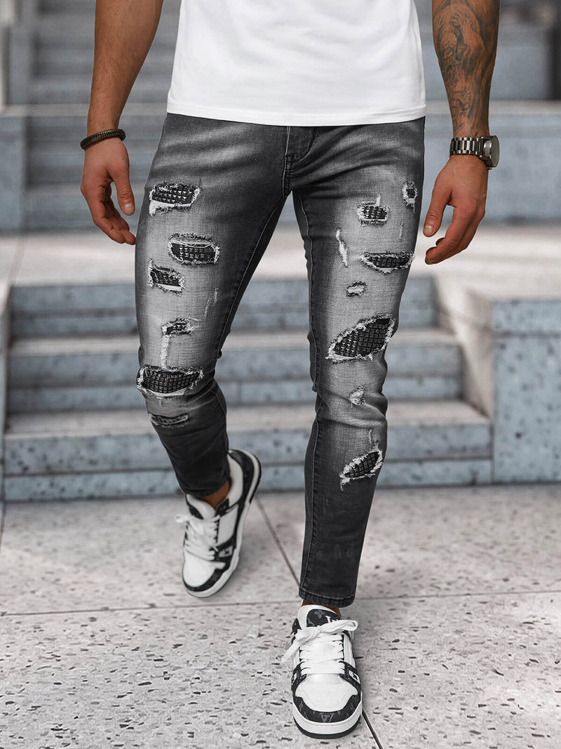 Vīriešu džinsi debesu melni OZONEE NB/MP0152N