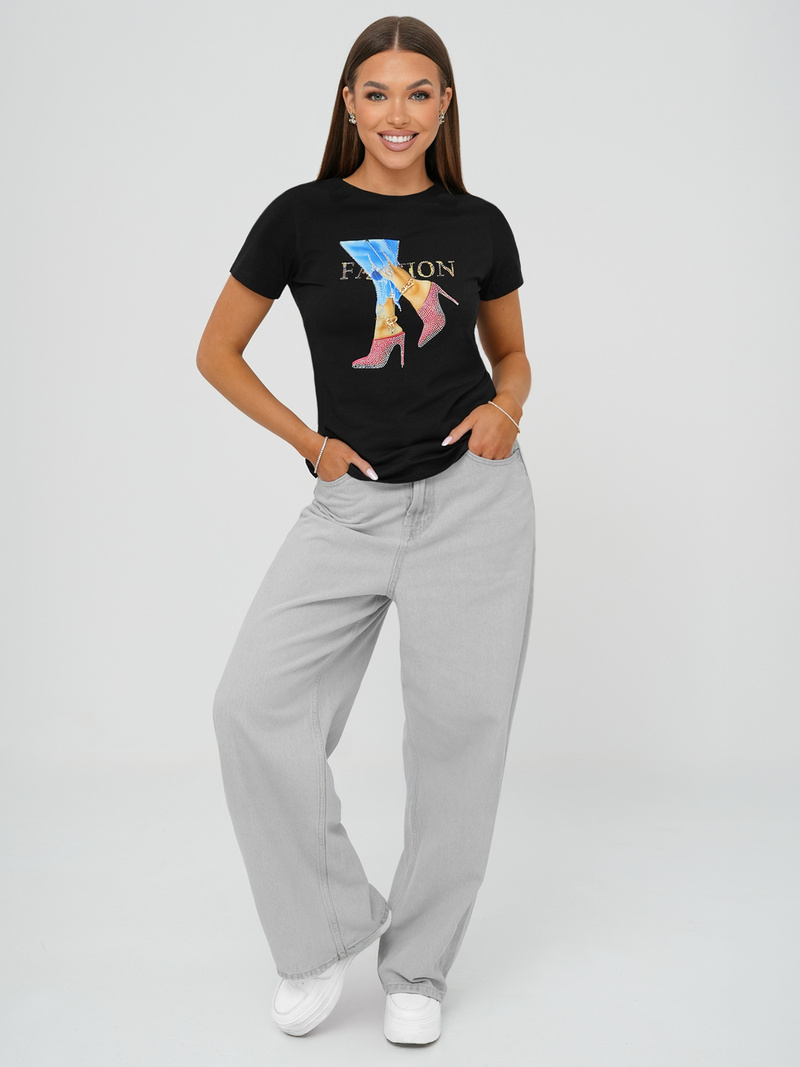 Sieviešu T-krekls Melns OZONEE JS/96T690/3