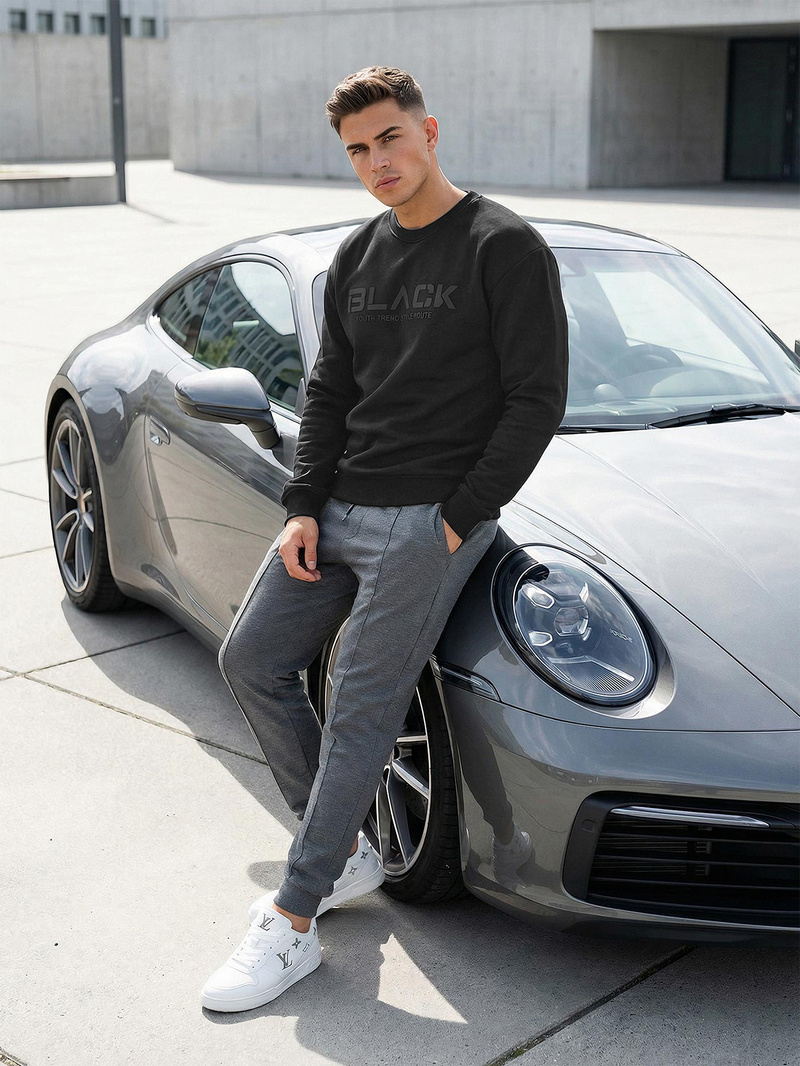 Vīriešu džemperis melns OZONEE JS/8B1992/3