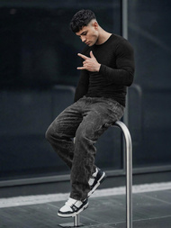 Vīriešu džinsi grafīta OZONEE O/KK2828/5Z