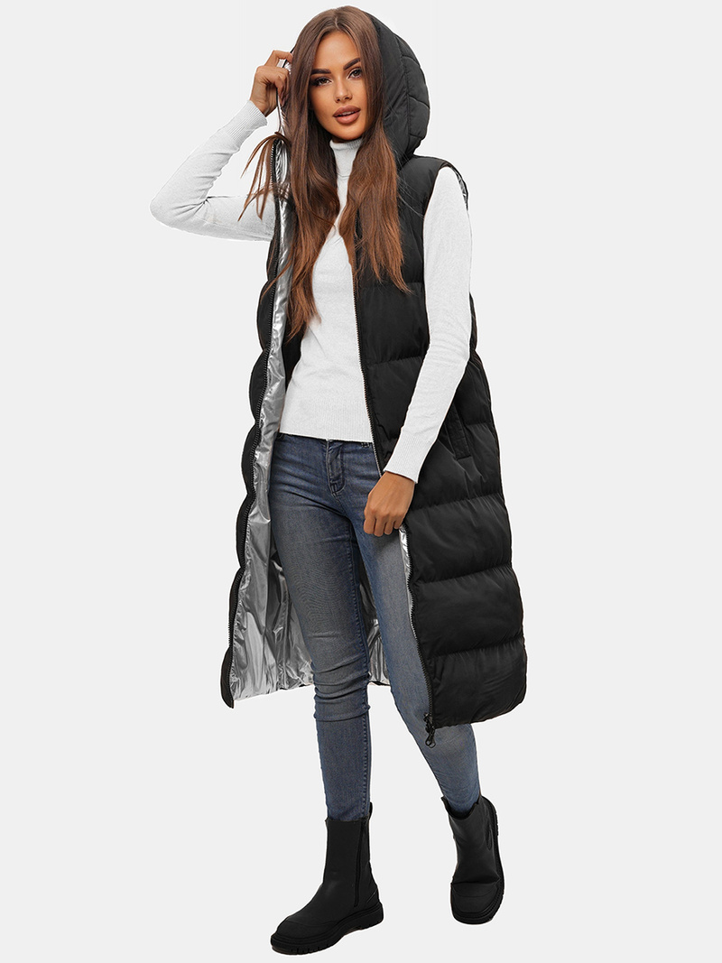 Sieviešu divpusēja veste melna OZONEE JS/5M755/392