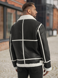 Vīriešu ādas virsjaka melna OZONEE JS/11Z8270