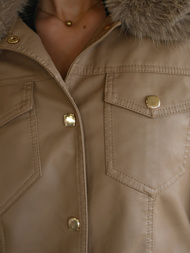 Sieviešu ādas jaka smilšu OZONEE JS/61M8513/84