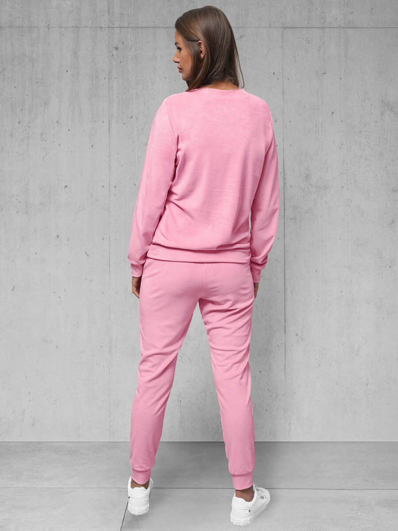 Sieviešu velūra treniņtērpa komplekts pulveris sārts OZONEE O/8C1173/38Z