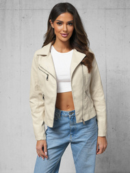 Sieviešu ādas jaka smilšu OZONEE O/G88