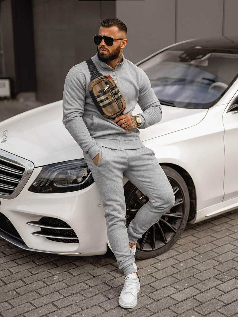 Vīriešu treniņtērps pelēks OZONEE JS/68C10385/2Z