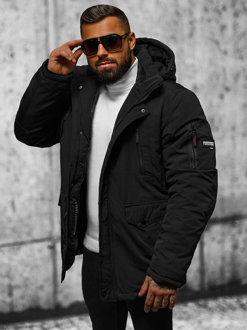 Vīriešu ziemas jaka melna OZONEE JS/5M718/392