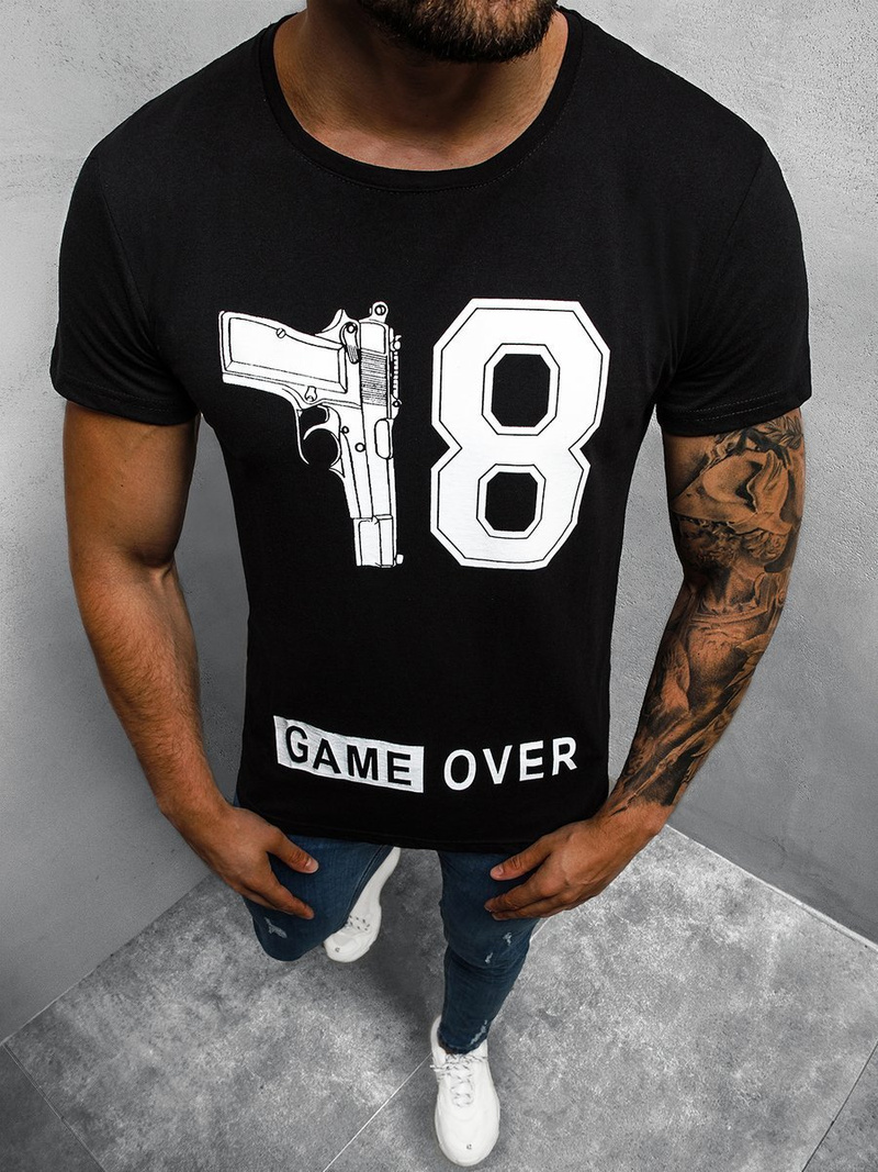 Vīriešu T-krekls melns OZONEE O/1174Z