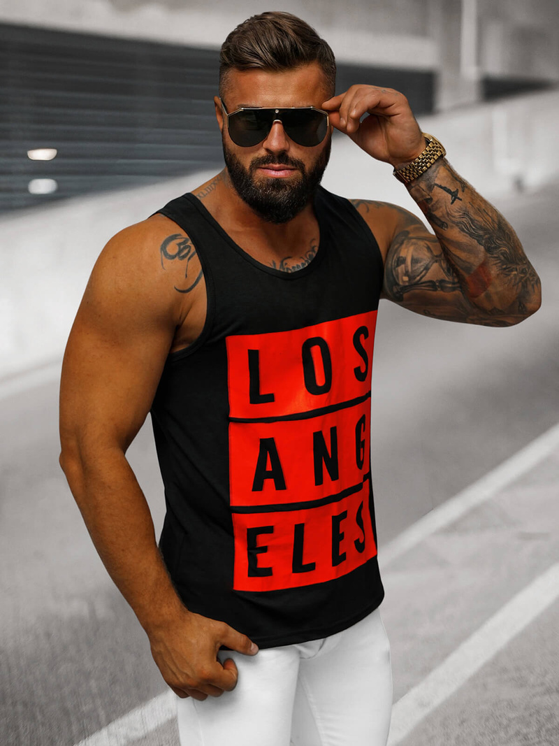 Vīriešu t-krekls bez piedurknēm melns OZONEE O/T105/3