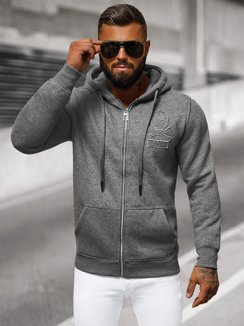 Vīriešu džemperis ar kapuci grafīta OZONEE NB/MF2003