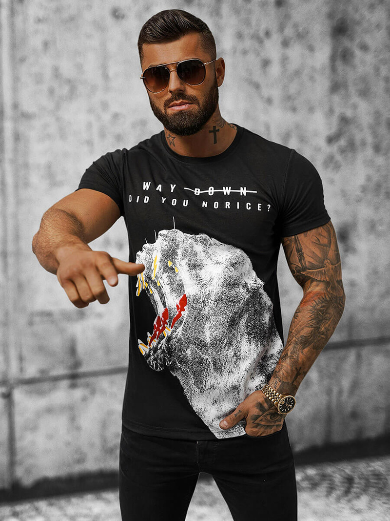 Vīriešu T-krekls Melns OZONEE O/T127/3Z