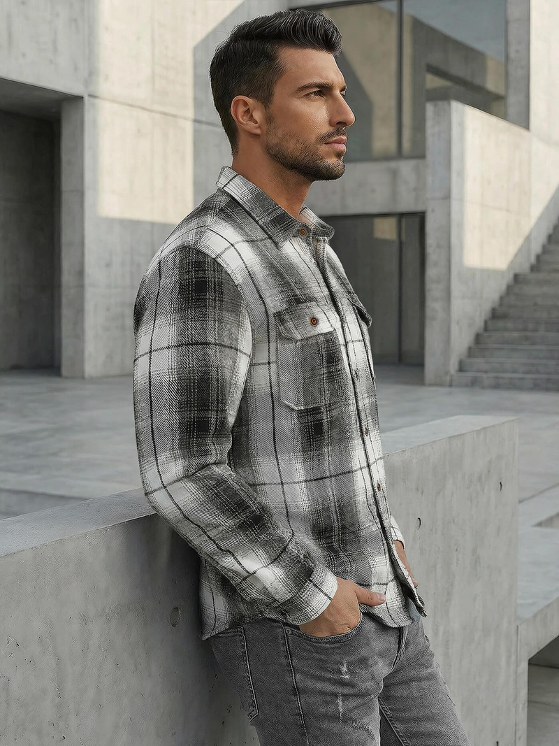 Vīriešu krekls melni-balts OZONEE NB/MC728N/4Z