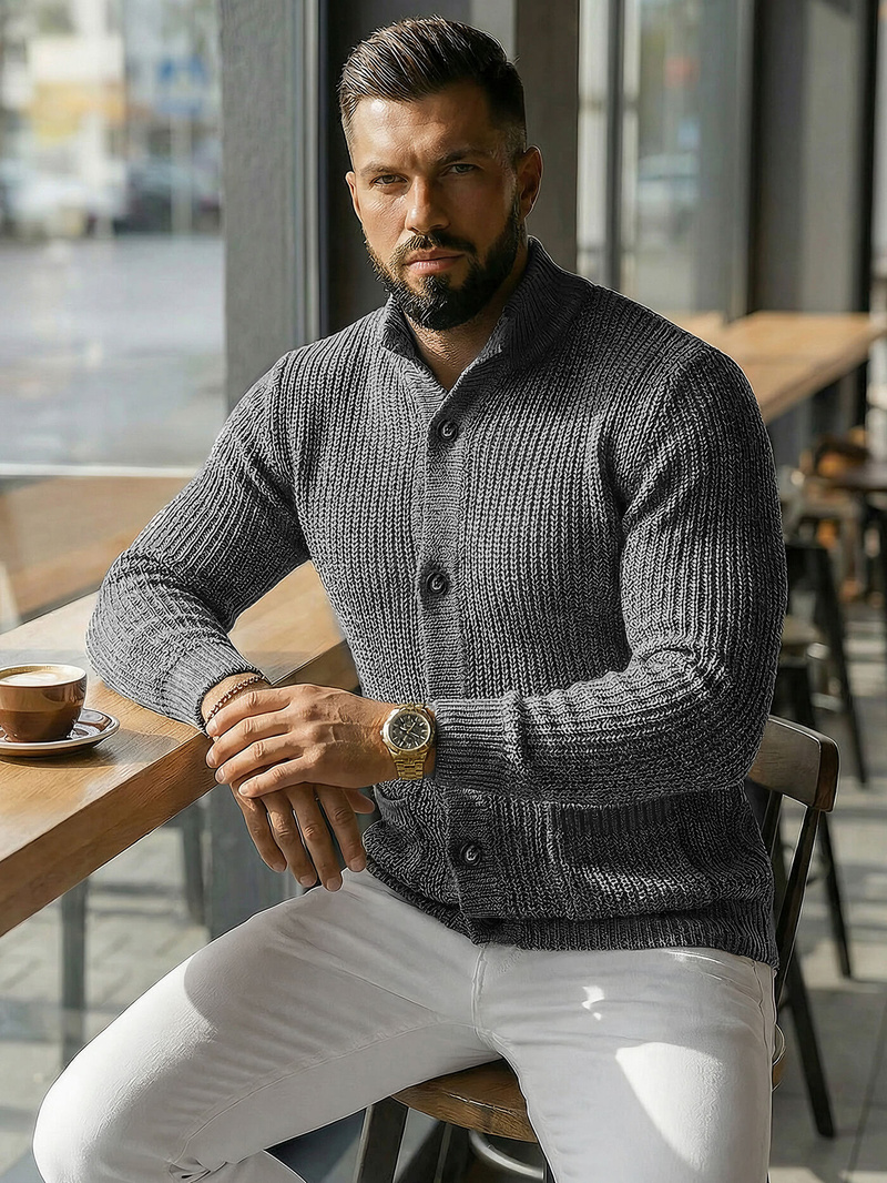 Vīriešu svīteris grafīta OZONEE NB/MM6020/3Z