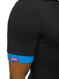 Vīriešu T-krekls ar kapuci melns-debesu zils OZONEE O/1273Z