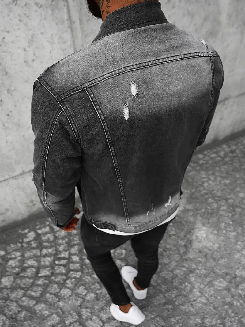 Vīriešu džinsu jaka melna OZONEE NB/MJ500N