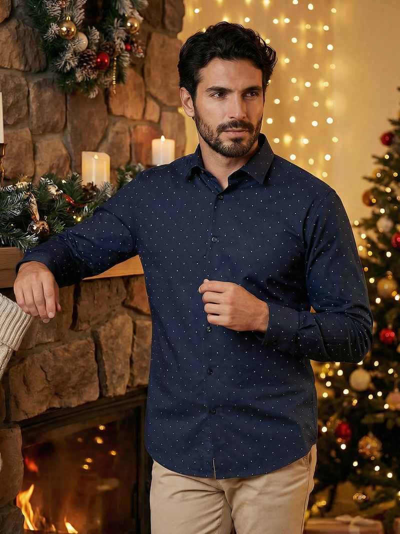 Vīriešu krekls tumši zila OZONEE V/V181Z