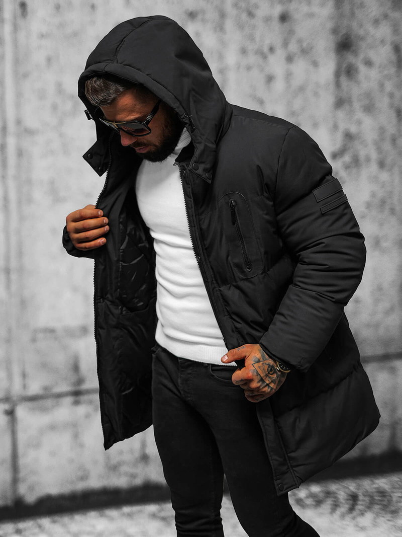 Vīriešu ziemas jaka melna OZONEE JS/5M3118/392