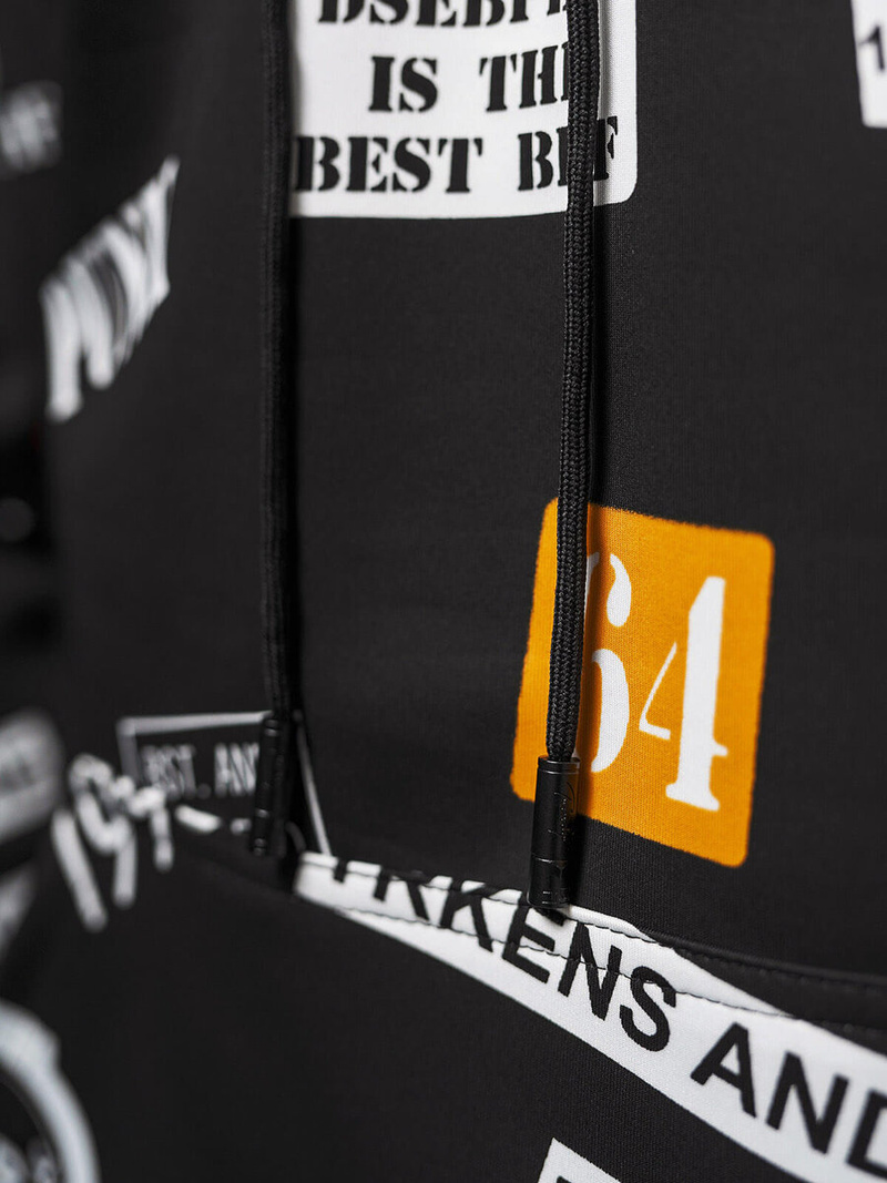 Vīriešu džemperis ar kapuci melns OZONEE JS/8B1250/3