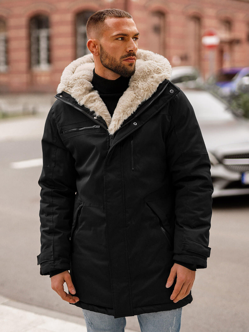 Vīriešu parka melna OZONEE JS/22M316/392Z