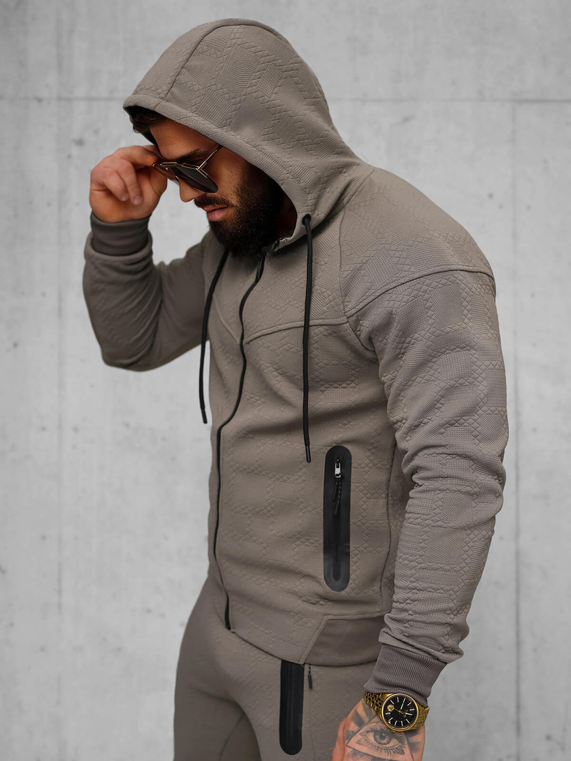 Vīriešu treniņtērps smilšu-pelēks OZONEE O/FF3705AB